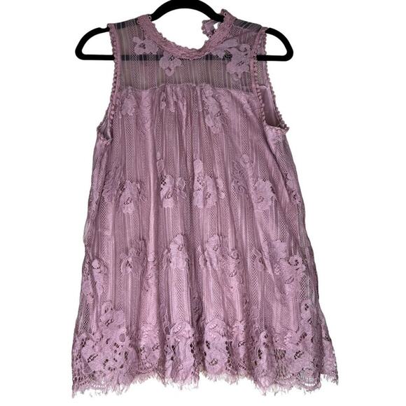 Paper Tee Women's Size Large Sleeveless Top Blouse Lace Lavender Lace 95% Polyam - Picture 1 of 8